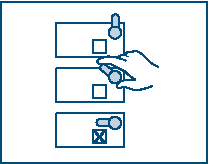 hand pushing lever over